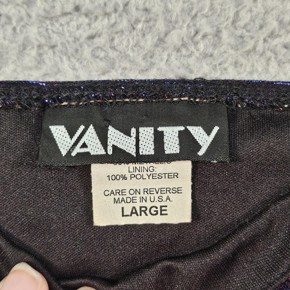 Vtg Vanity Cami Top Womens L Metallic Stripe Indie Sleaze Cyber Goth Y2K Disco - Picture 5 of 14